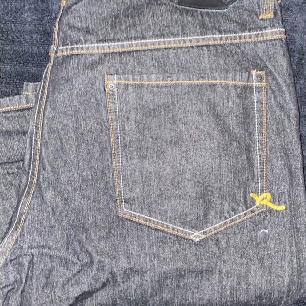Men's Gray Jeans with Yellow Stitching